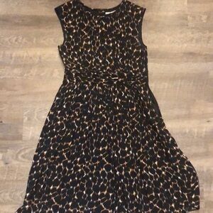 Boden Black and Cream Sheath Midi Dress Sleeveless Crew Neck